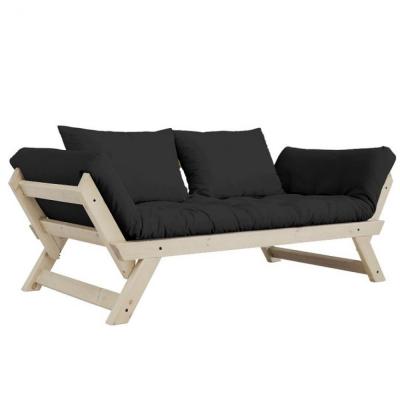 KARUP DESIGN Banquette m&eacute;ridienne futon bebop pin naturel coloris gris fonc&eacute; couchage 75*200 cm.
