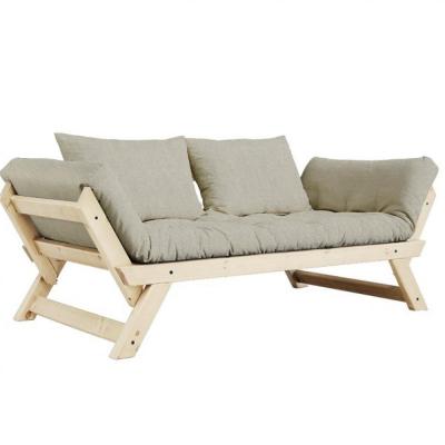 KARUP DESIGN Banquette m&eacute;ridienne futon BEBOP pin naturel tissu lin couchage 75x200 cm.