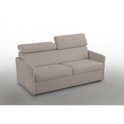 ITALIAN SPIRIT Canap&eacute; 2-3 places paris 120cm cuir taupe clair couchage express matelas 16 cm