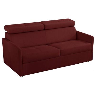 ITALIAN SPIRIT Canap&eacute; 2-3 places paris en microfibre bordeaux couchage 120 cm express sommier lattes matelas 16 cm