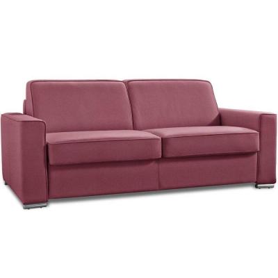 ITALIAN SPIRIT Canap&eacute; convertible 3 places EXCELLENCE 140 cm sommier lattes matelas MEMORY 18 cm inclus velours rouge