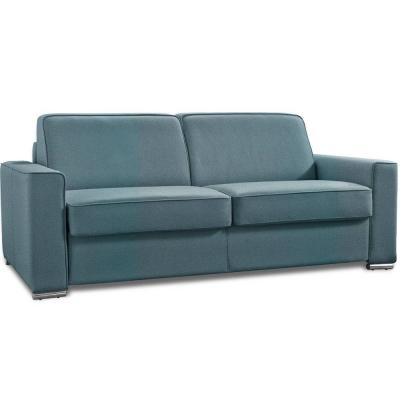 ITALIAN SPIRIT Canap&eacute; convertible 3 places EXCELLENCE 140 cm sommier lattes matelas MEMORY 18 cm inclus velours turquoise