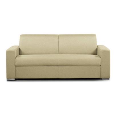 INSIDE 75 Canap&eacute; convertible 3 places SELECT matelas 16cm sommier lattes 140cm cuir vachette beige