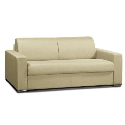 INSIDE 75 Canap&eacute; convertible allure matelas m&eacute;mory 20cm lattes 140cm cuir vachette beige