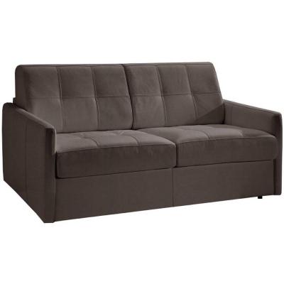 ITALIAN SPIRIT Canap&eacute; convertible cube en microfibre marron couchage 140cm express sommier lattes matelas 16 cm