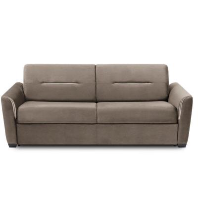 INSIDE 75 Canap&eacute; convertible EXPRESS AMAZONE 140cm matelas 16cm sommier lattes cuir vachette taupe clair