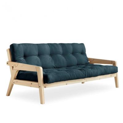 KARUP DESIGN Canap&eacute; convertible futon grab pin naturel coloris bleu p&eacute;trole couchage 130 cm.