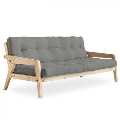KARUP DESIGN Canap&eacute; convertible futon grab pin naturel coloris gris couchage 130 cm.