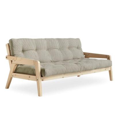 KARUP DESIGN Canap&eacute; convertible futon GRAB pin naturel tissu lin couchage 130 cm. 