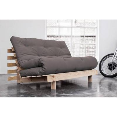 INSIDE 75 Canap&eacute; convertible futon roots pin naturel coloris gray couchage 140*200 cm.