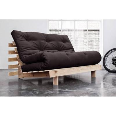 INSIDE 75 Canap&eacute; convertible futon roots pin naturel coloris gris fonc&eacute; couchage 140*200 cm.