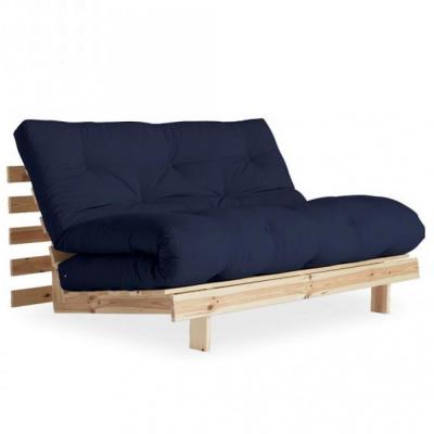 INSIDE 75 Canap&eacute; convertible futon roots pin naturel coloris marine couchage 140*200 cm.