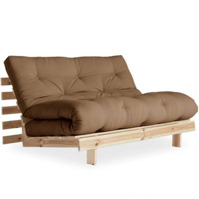 INSIDE 75 Canap&eacute; convertible futon roots pin naturel coloris mocca couchage 140*200 cm.