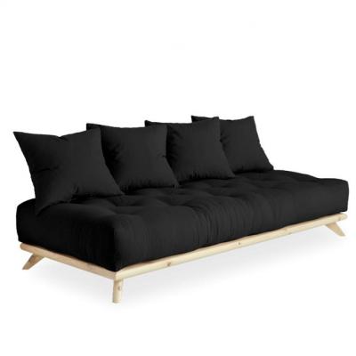 KARUP DESIGN Canap&eacute; convertible futon SENZA pin naturel coloris gris fonc&eacute; couchage 90 cm.