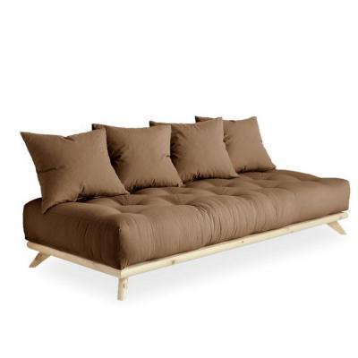 KARUP DESIGN Canap&eacute; convertible futon SENZA pin naturel coloris mocca couchage 90 cm.