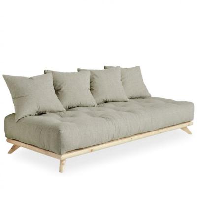 KARUP DESIGN Canap&eacute; convertible futon senza pin naturel tissu lin couchage 90 cm.