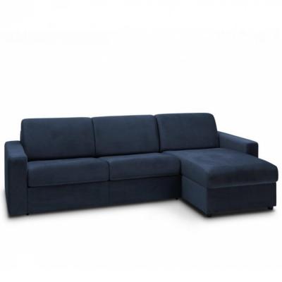 ITALIAN SPIRIT Canap&eacute; d'angle convertible MAESTRO EDITION VELOURS express matelas 18 cm couchage 140 cm bleu marine