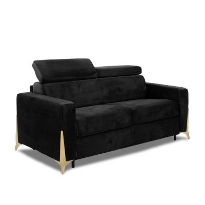 ITALIAN SPIRIT Canape droit INSIDE 75 3 places en simili-cuir noir 95 x 195 x 85 cm
