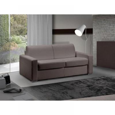 ITALIAN SPIRIT Canap&eacute; lit 2-3 places master convertible express 120 cm cuir taupe matelas 18 cm inclus