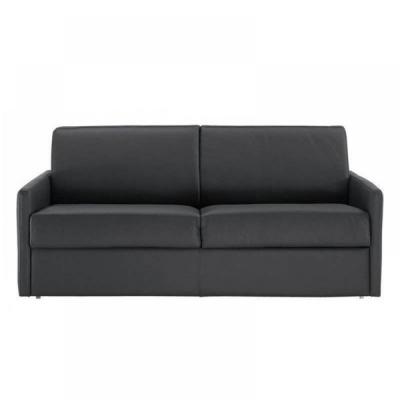 ITALIAN SPIRIT Canap&eacute; lit 2-3 places sun convertible express 120cm cuir vachette noir matelas &eacute;paisseur 16cm