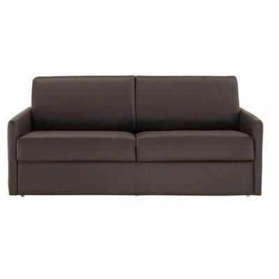 ITALIAN SPIRIT Canap&eacute; lit 2-3 places SUN convertible EXPRESS 120cm cuir vachette marron matelas &eacute;paisseur 16cm