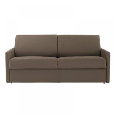 ITALIAN SPIRIT Canap&eacute; lit 2-3 places sun convertible express 120cm cuir vachette taupe matelas &eacute;paisseur 16cm