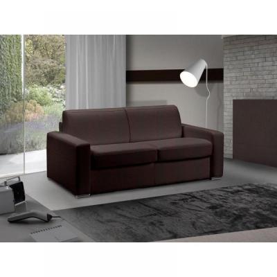 ITALIAN SPIRIT Canap&eacute; lit 3-4 places master convertible express 160 cm cuir marron matelas 18 cm inclus