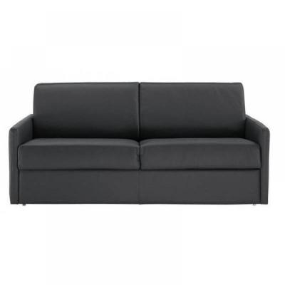 INSIDE 75 Canap&eacute; lit 3-4 places sun convertible express 160cm cuir vachette noir matelas &eacute;paisseur 16cm