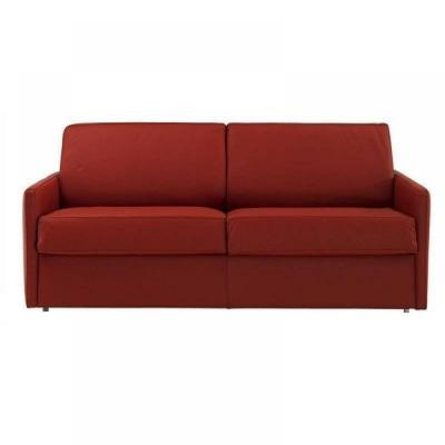 INSIDE 75 Canap&eacute; lit 3-4 places sun convertible express 160cm cuir vachette bordeaux matelas &eacute;paisseur 16cm