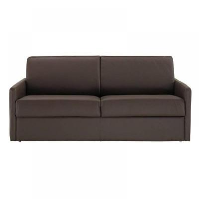 INSIDE 75 Canap&eacute; lit 3-4 places SUN convertible EXPRESS 160cm cuir vachette marron matelas &eacute;paisseur 16cm