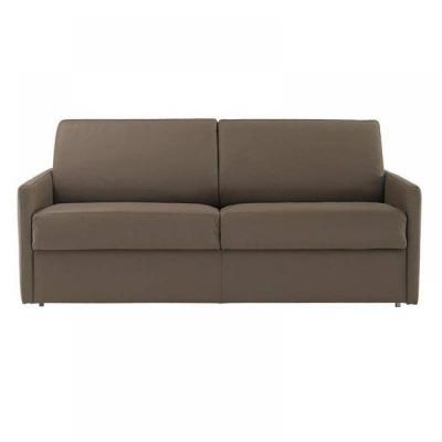 INSIDE 75 Canap&eacute; lit 3-4 places SUN convertible EXPRESS 160cm cuir vachette taupe matelas &eacute;paisseur 16cm