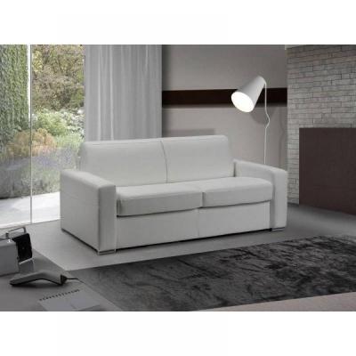 INSIDE 75 Canap&eacute; lit 3 places MASTER convertible EXPRESS 140 cm Cuir Blanc MATELAS 18 CM INCLUS
