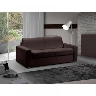 INSIDE 75 Canap&eacute; lit 3 places master convertible express 140 cm cuir marron matelas 18 cm inclus