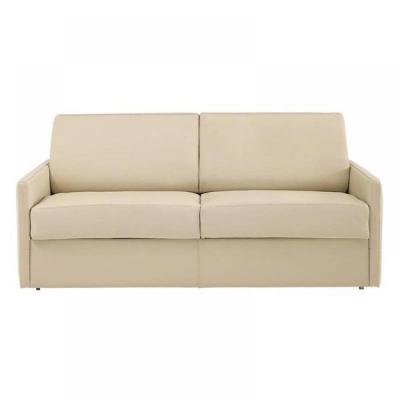 ITALIAN SPIRIT Canap&eacute; lit 3 places sun convertible express 140cm cuir vachette beige matelas &eacute;paisseur 16cm