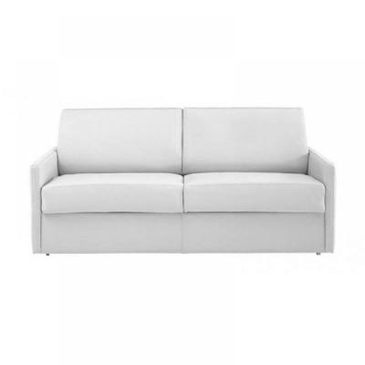ITALIAN SPIRIT Canap&eacute; lit 3 places sun convertible express 140cm cuir vachette blanc cass&eacute; matelas &eacute;paisseur 16cm