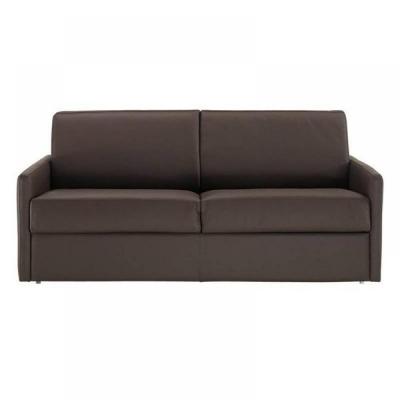 ITALIAN SPIRIT Canap&eacute; lit 3 places sun convertible express 140cm cuir vachette marron matelas &eacute;paisseur 16cm