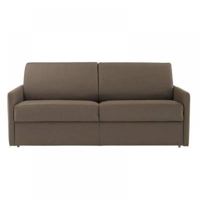 ITALIAN SPIRIT Canap&eacute; lit 3 places SUN convertible EXPRESS 140cm cuir vachette taupe matelas &eacute;paisseur 16cm