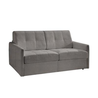 ITALIAN SPIRIT Canap&eacute; lit CUBE convertible en syst&egrave;me express couchage 140cm nubucuir gris clair matelas 16 cm