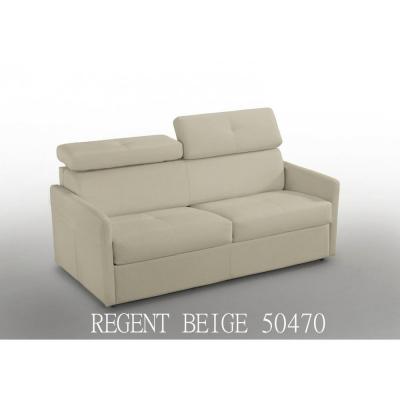 ITALIAN SPIRIT Canap&eacute; lit paris couchage express 140cm cuir beige matelas 16 cm