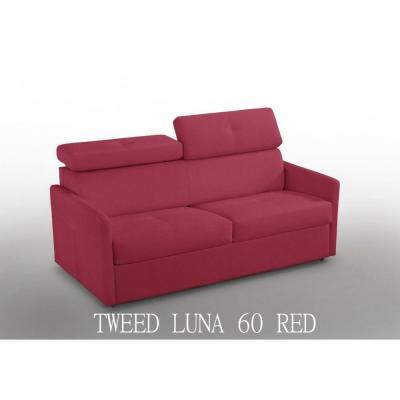 ITALIAN SPIRIT Canap&eacute; lit paris couchage express 140cm tweed rouge matelas 16 cm