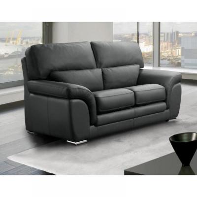 ITALIAN SPIRIT CLOE canap&eacute; cuir vachette 2 places gris fonc&eacute; gris Cuir Inside75