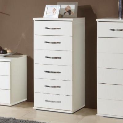 Commode DOUMO 6 tiroirs blanc et chrome  blanc Bois Inside75