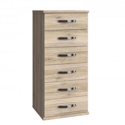 Commode DOUMO 6 tiroirs ch&ecirc;ne et chrome  natural Bois Inside75