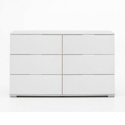 Commode ENSSE 6 tiroirs 130cm blanc blanc Bois Inside75