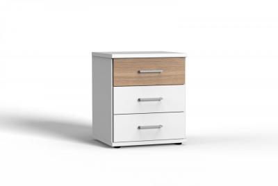 Commode LAVAL 3 tiroirs blanc et ch&ecirc;ne poutre blanc Bois Inside75