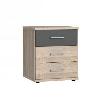 Commode LAVAL 3 tiroirs ch&ecirc;ne rechampis graphite - natural