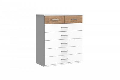 Commode LAVAL 6 tiroirs blanc et ch&ecirc;ne poutre 90 x 40 cm - blanc