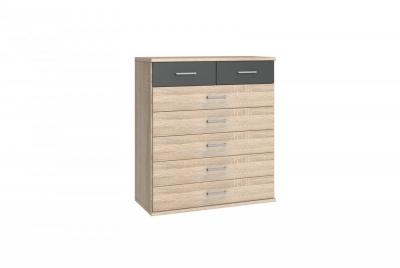 Commode laval 6 tiroirs ch&ecirc;ne et graphite 90 x 40 cm