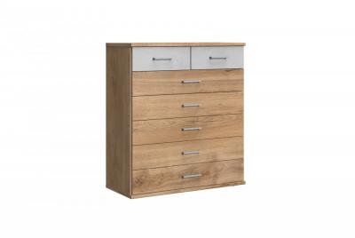 Commode laval 6 tiroirs ch&ecirc;ne poutre et b&eacute;ton 90 x 40 cm