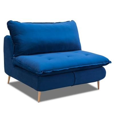 CREADEST Fauteuil lit convertible express LISBONNE 70cm sommier &agrave; lattes matelas 13cm velours bleu